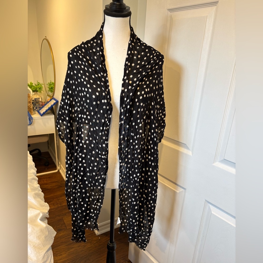 🌷Indigo Black Polka Dot Scarf Lightweight Sheer Wrap 3/$30